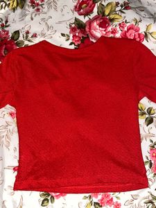 Vibrant Red Ruched Twist Top