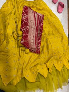 Stunning Yellow &amp; Red Lehenga Choli Set