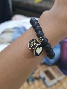 💟Ⓜ️Initial Chic Black Beaded Bracelet with Charms