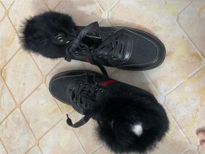 Gucci Fur Trim High-Top Sneakers