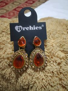 Orange  rhinestone earrings