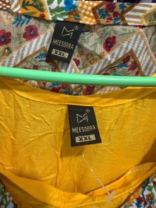 Yellow Kurta Set with Printed Jacket