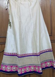 Embroidered Blue Magenta Silk lehnga