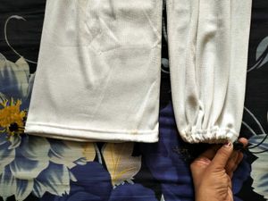 White Cargo Pants with a drawstring waist