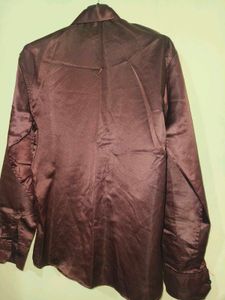 Men's Burgundy maroon Silky Button-Down Shirt