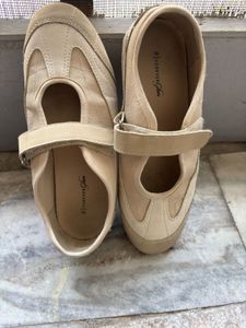 Comfortable Beige Mary Jane Flats