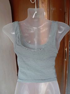 Striped Ribbed Crop Tank Top