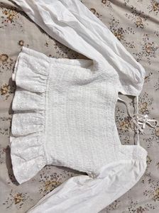 Chic White Smocked Crop Top