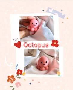 Cute Pink Octopus Charm Keychain