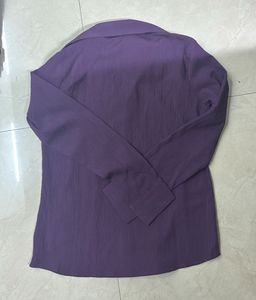 Chic Purple Textured Button-Up Shirt