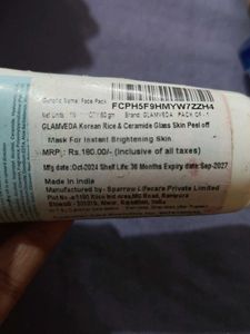 Rice and Creramide glass skin peel of mask