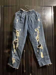 Distressed Blue Denim short Jeans