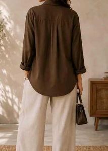 Chic Brown Oversized Collared Shirt
