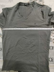 Replay Grey V-Neck T-Shirt – Size M