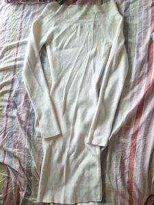 Ribbed Off-Shoulder Cream Dress