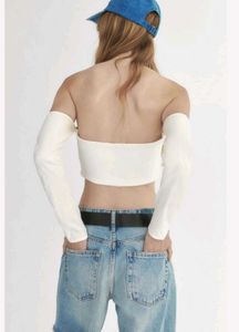 ZARA Off-Shoulder Long Sleeve Crop Top