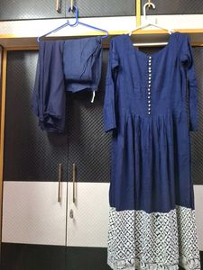Elegant Navy Blue Anarkali Set