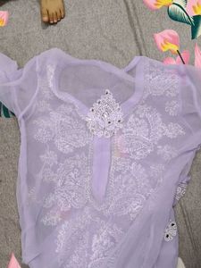 Chikankari Kurta With Mirror Work