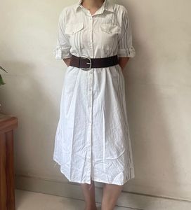 Classic White Button-Down Shirt Dress