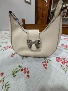 Cute Cream Bow Hobo Bag