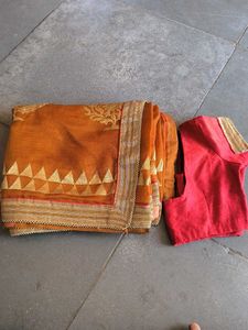 Beautiful Rust Saree with Blouse