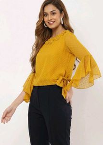 Stylish Yellow Bell Sleeve Top for Women & Girls