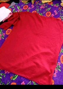 Red V-Neck Embellished Sweater