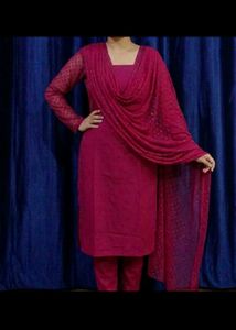 Elegant Magenta Kurta Set with Dupatta