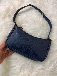 Blue ( Croc Embossed ) Shoulder Bag
