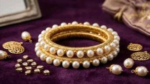 Elegant Pearl &amp; Gold Bangles pair of 2