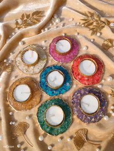 Set of 7 Geode Coaster Tealight Holders