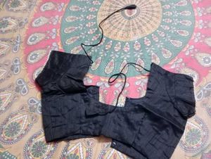 Elegant Black Saree with Pink Floral Embroidery