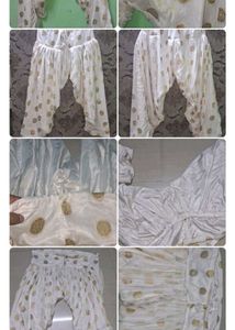 White &amp; Gold Printed Palazzo Pants