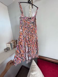 Retro Abstract Print Ruffle Mini Dress