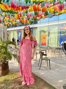 Cute Pink Polka Dot Maxi Dress
