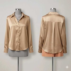 Premium Satin Collared Button-Up Shirt