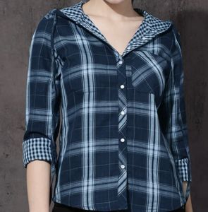 Blue Plaid Hooded Shirt