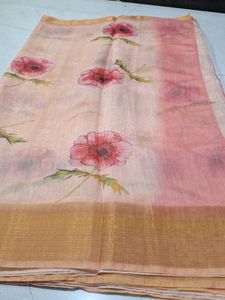Elegant Floral Print Saree with jari border