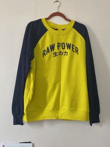 Yellow & Navy "RAW POWER" Graphic Sweatshirt
