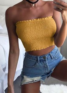 Y2k yellow Smocked Tube Top