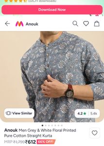 Men's Floral Print Kurta