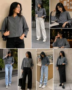 Textured Button-Up Korean Top