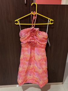Strapless Floral Print Mini Dress