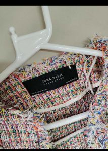 Zara Tweed Jacket with Fringes