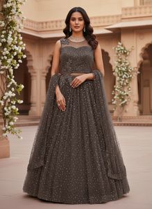 Elegant Grey Embellished Dress