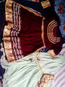 Maroon &amp; Gold Embellished Dress