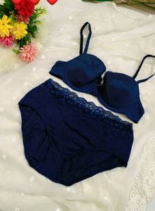 Elegant Navy Lace Bra & Panty Set