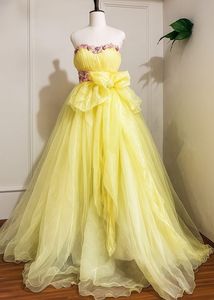 Floral Strapless Ballgown/attached Sleeves