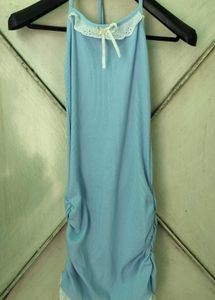 Baby Blue Ribbed Halter Dress