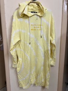Yellow Tie-Dye Hoodie Dress